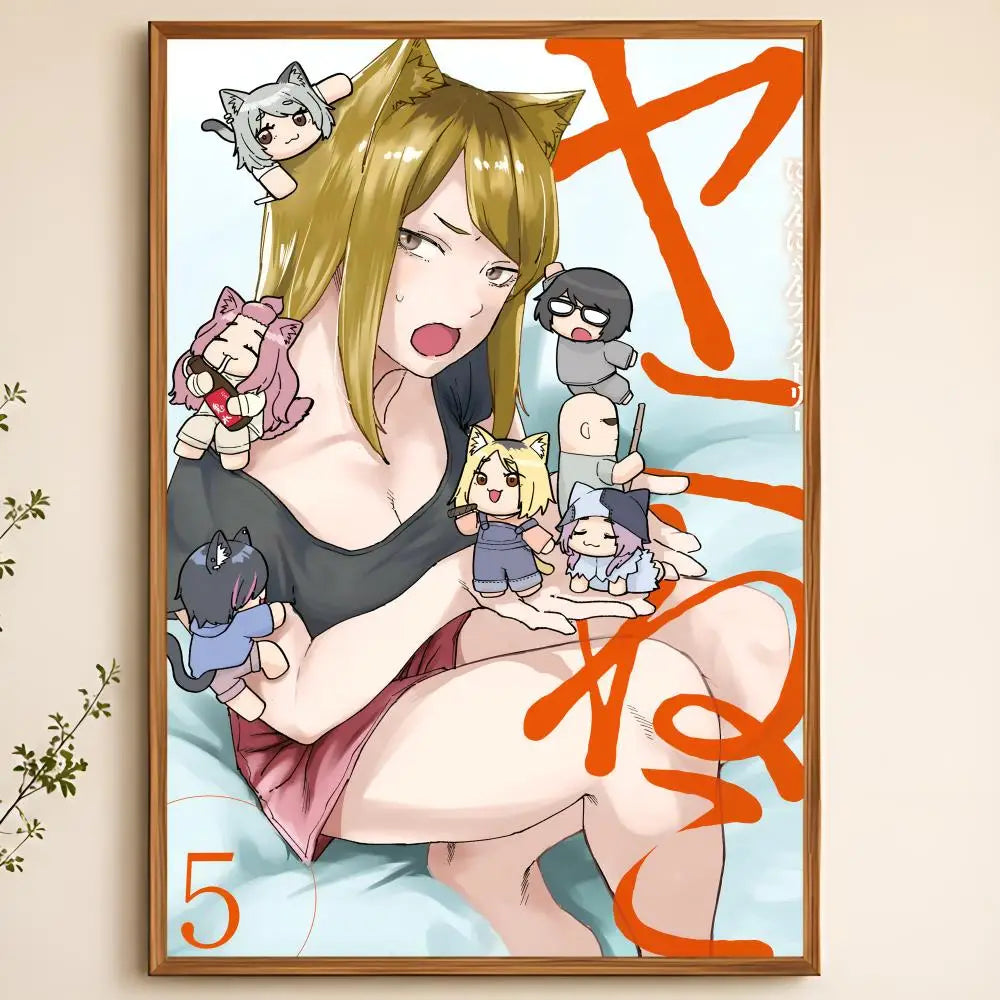 Yani Neko Peel-and-Stick PVC Wall Poster – HD Anime Art Wall Art Poster Axl White01 60X90cmNoframe