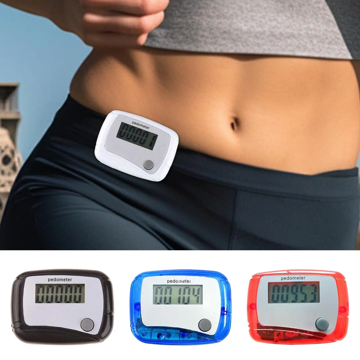 LCD Clip-On Digital Pedometer – Step Counter for Walking Clip-On Pedometer Axl