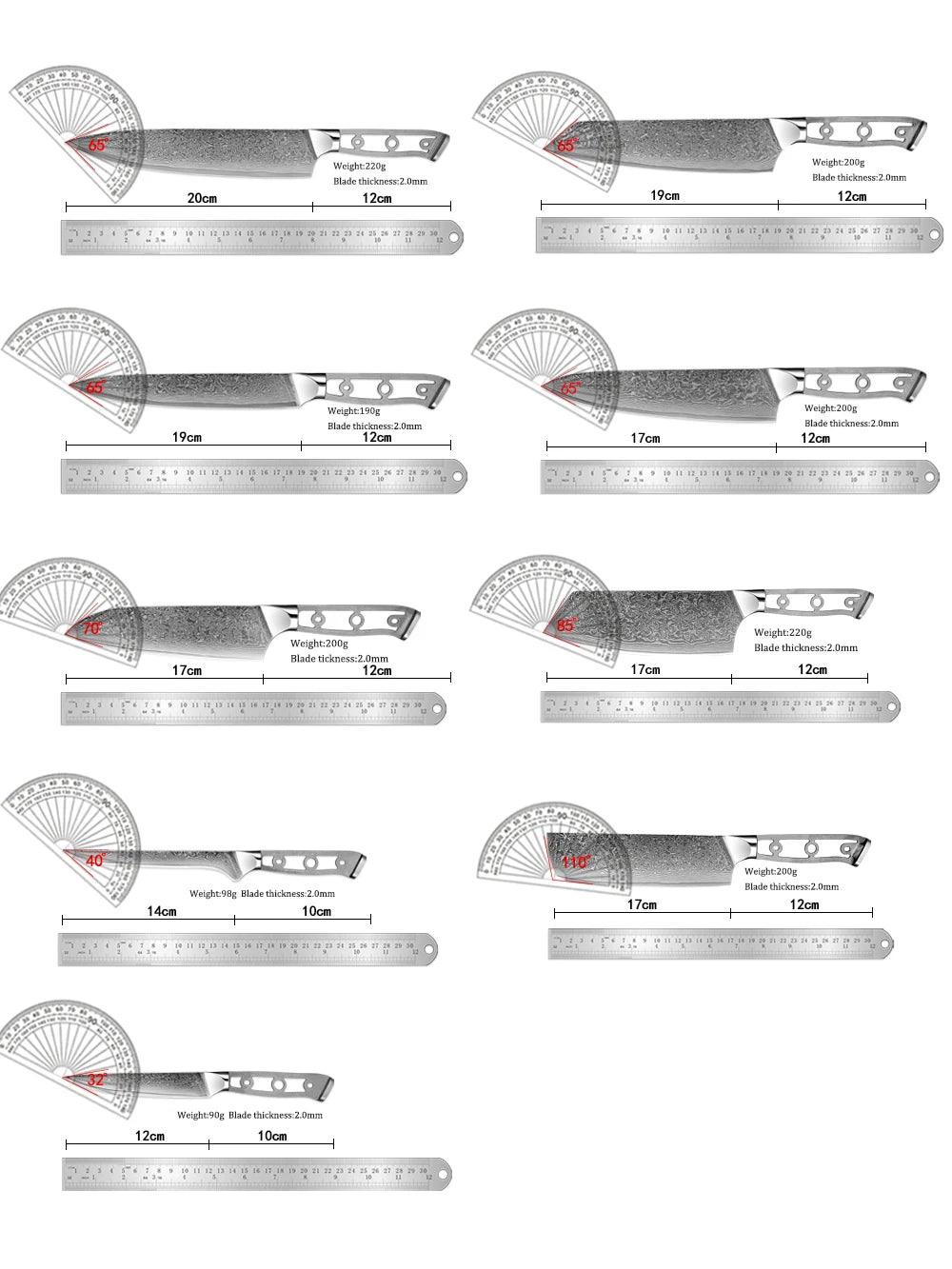 Damascus Steel Knife Blank Set – 8-Pc DIY Chef Knives | Xituo DIY Knife Blank Set Axl