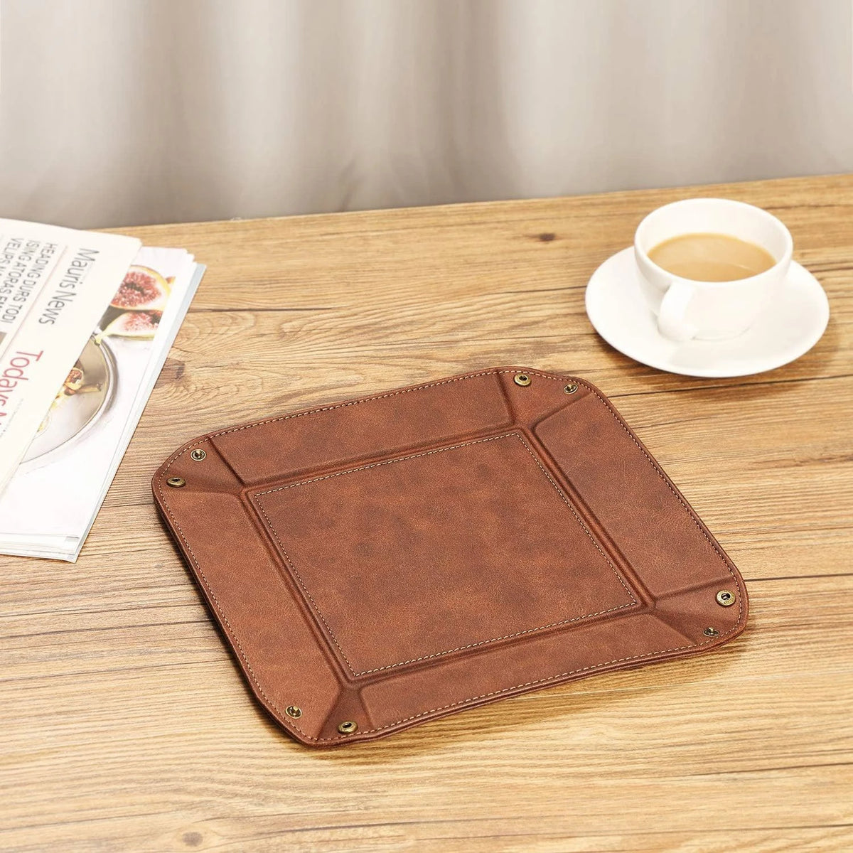 Foldable PU Leather Desktop Storage Box & Desk Organizer Leather Desk Organizer Axl