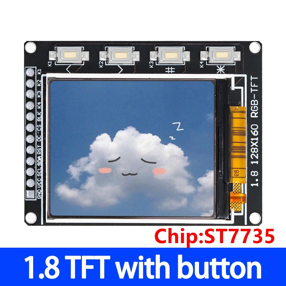 TFT Color LCD Module SPI 0.96–1.8" ST7735 ST7789 | 4-Key LCD Display Module Axl 1.8 TFT with 4key