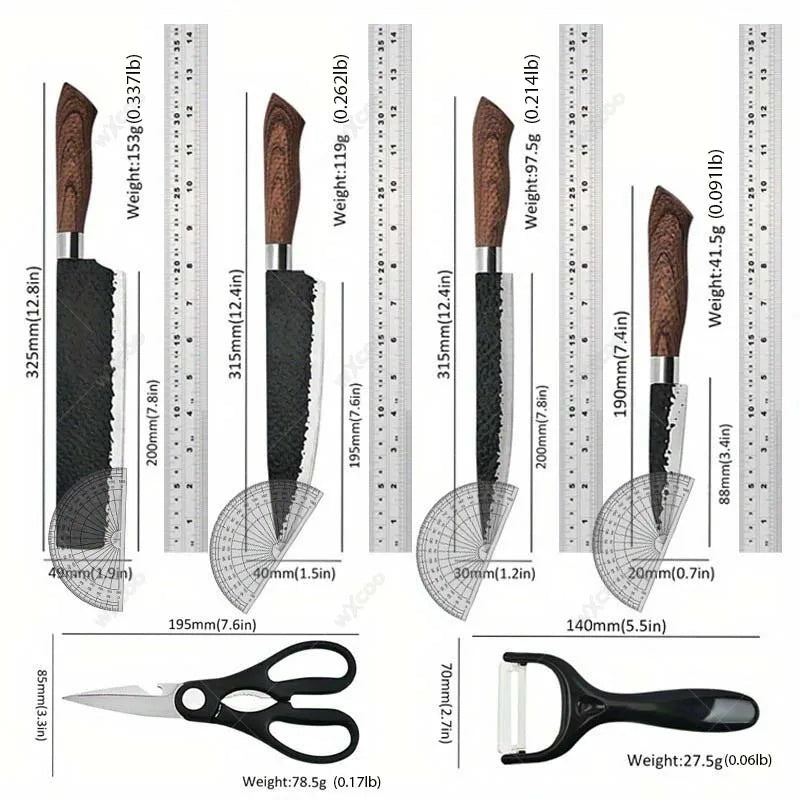 WXCOO 6-7 Piece Kitchen Knife Set | Stainless Steel Chef Knives Kitchen Knife Set Axl