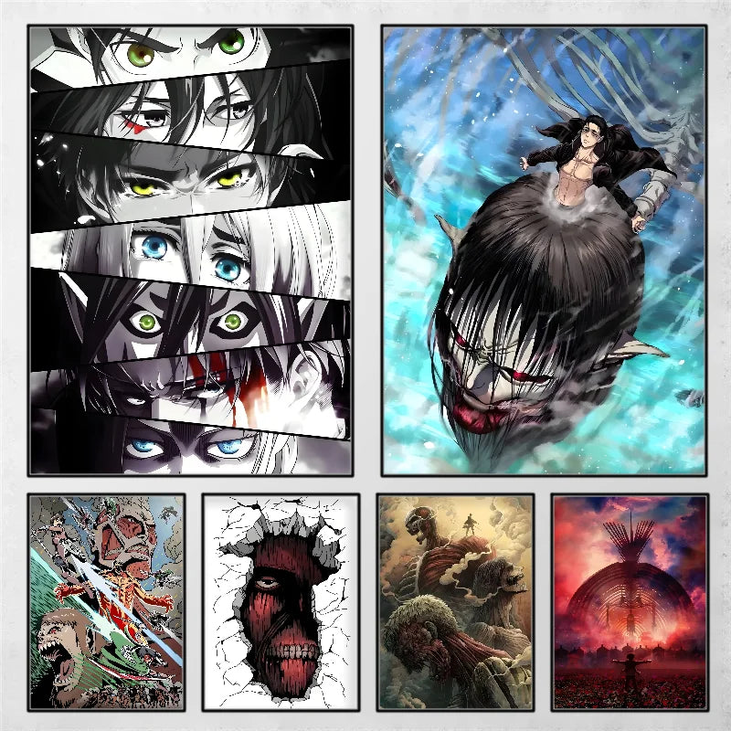 Attack on Titan Anime Poster | Self-Adhesive Waterproof Wall Art Anime Wall Poster Axl