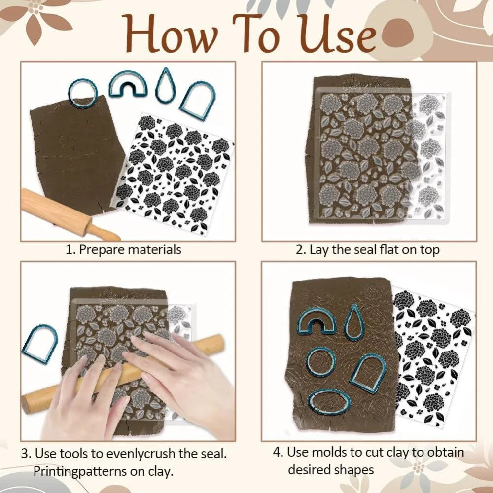 Hydrangea Polymer Clay Texture Sheet – Flower & Leaf Stamp Clay Texture Stamp Axl