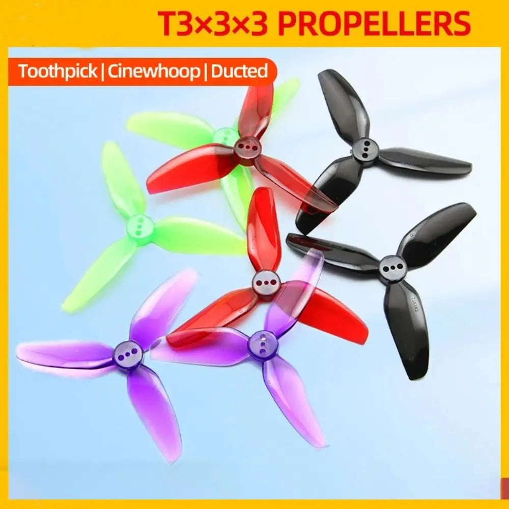 HQProp T3X3X3 3" PC Propellers 3-Blade CW/CCW FPV – 2 Pairs FPV Drone Propellers Axl