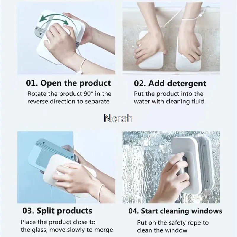 Double-Sided Magnetic Window Cleaner Brush | Indoor & Outdoor Magnetic Window Cleaner Axl