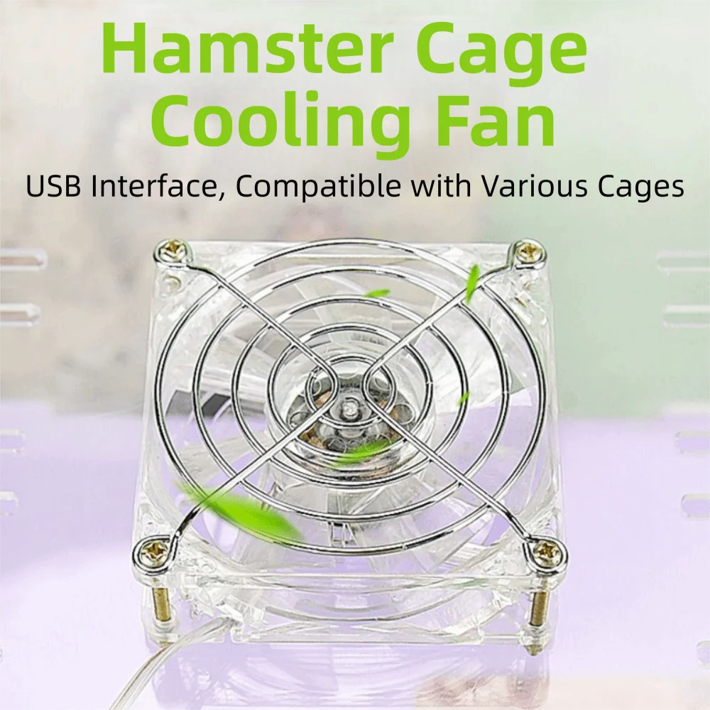USB Pet Cage Cooling Fan – Clear Acrylic Mini Fan for Pets Pet Cage Fan Axl