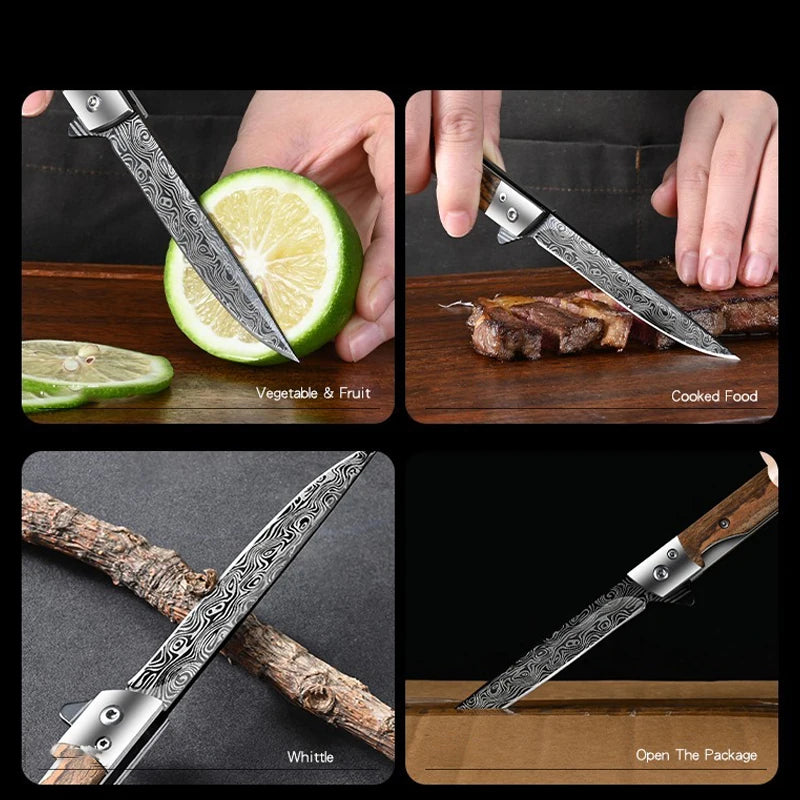 Stainless Steel Folding Pocket Knife – Wood Handle | 9.3cm Blade Folding Pocket Knife Axl