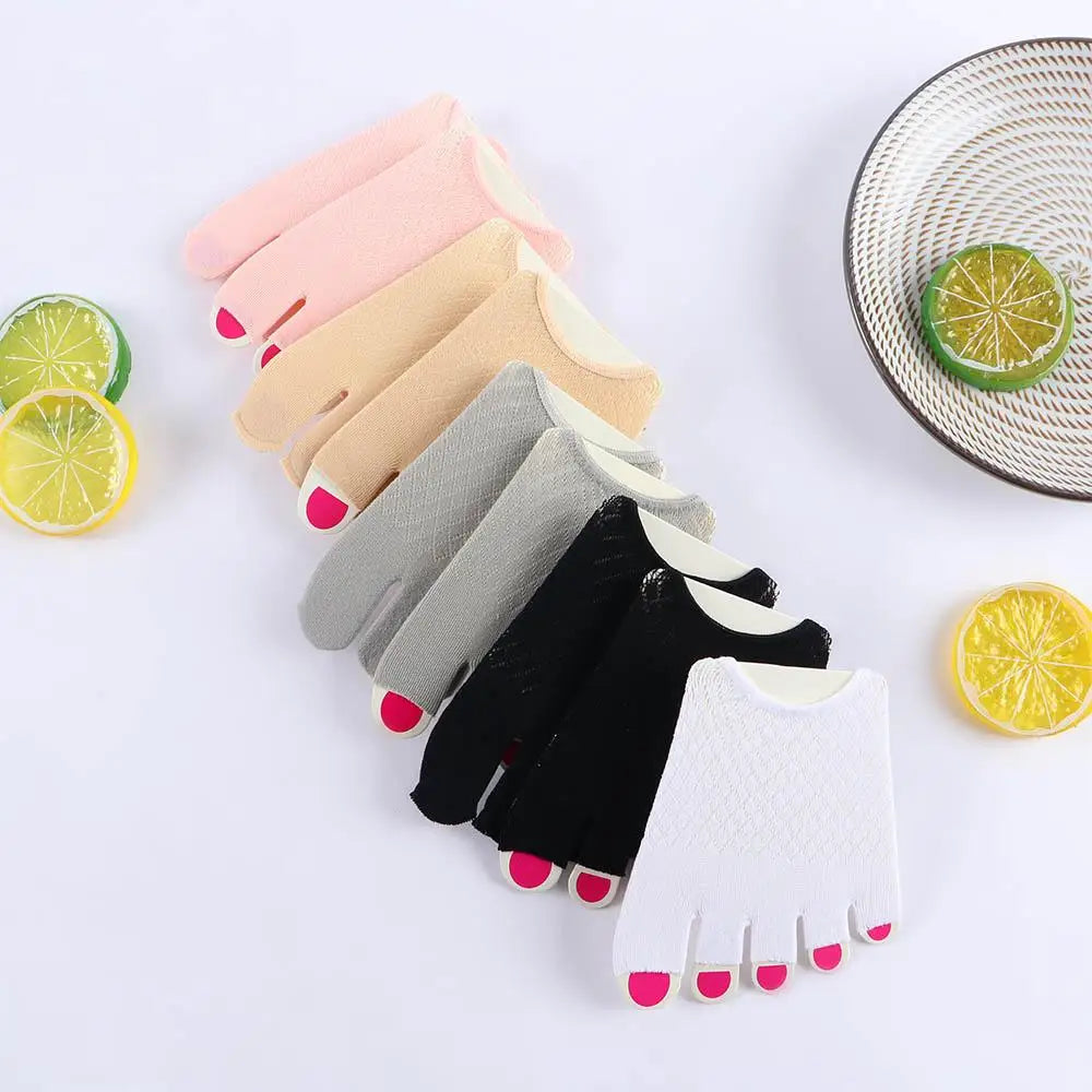 Women's Invisible Open Toe Non-Slip Mesh Cotton Socks Invisible Half Socks Axl