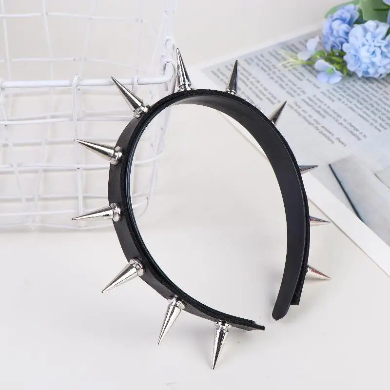 Gothic Punk Lace Rivet Headband – Cosplay & Party Accessory Lace Rivet Headband Axl 03