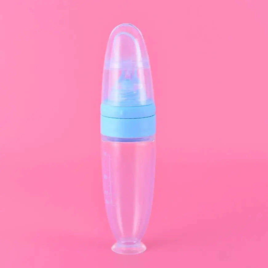 Baby Silicone Squeeze Feeding Spoon Bottle – BPA-Free 90ml Baby Feeding Spoon Axl Blue