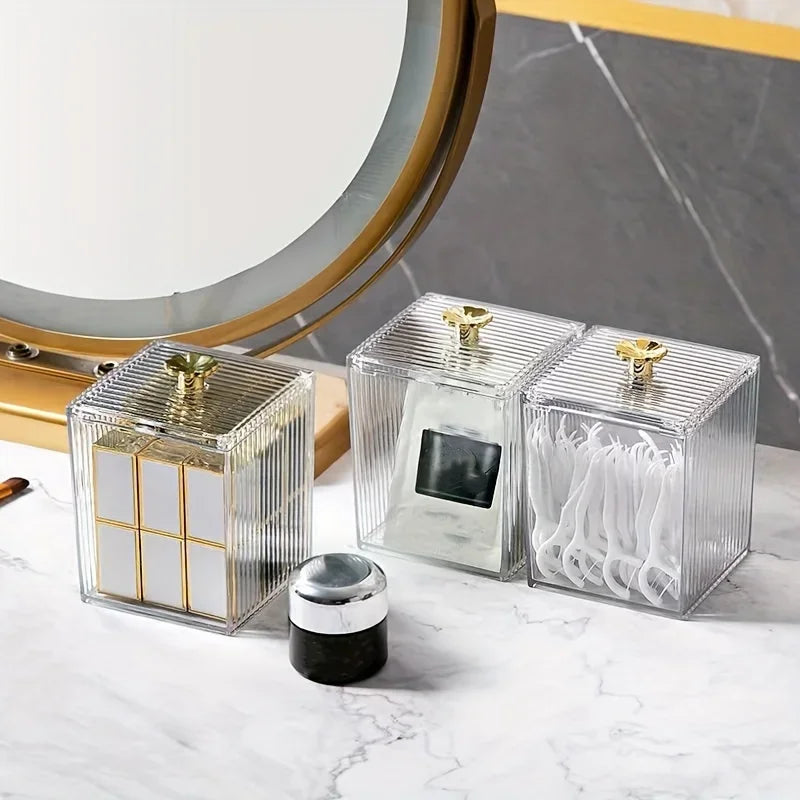 Acrylic Cotton Swab Storage Jar – Clear Canister with Lid Bathroom Storage Jar Axl
