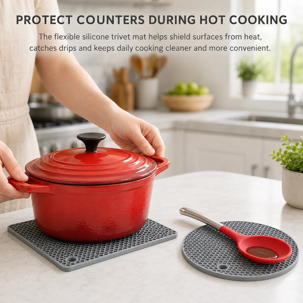 2-Pack Silicone Trivet Mats – Heat Resistant Non-Slip Pot Holders Silicone Trivet Mats Axl