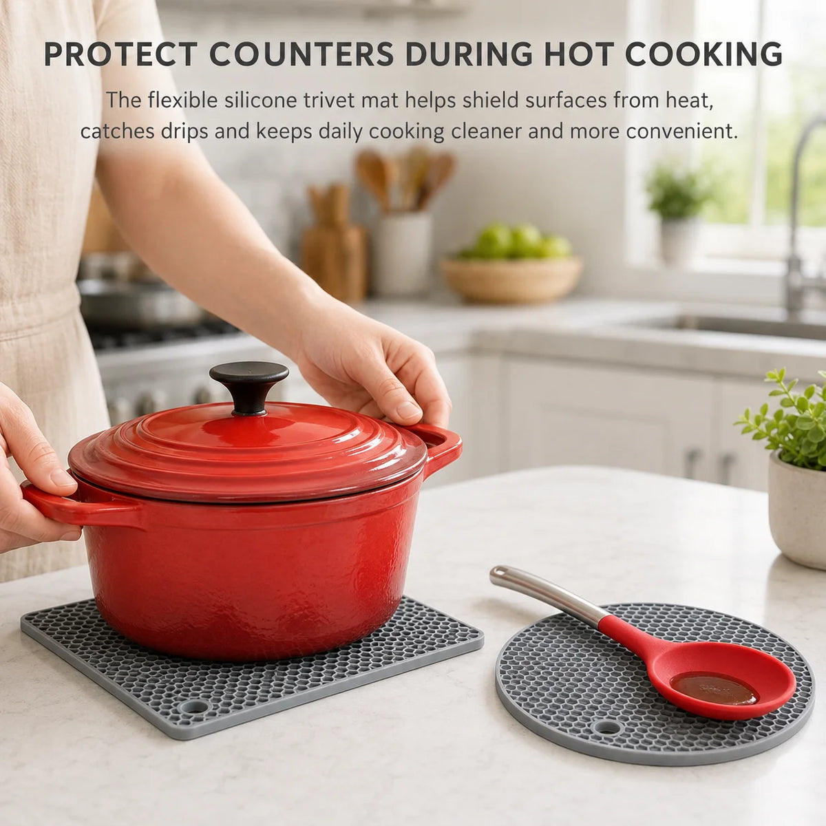 2-Pack Silicone Trivet Mats – Heat Resistant Non-Slip Pot Holders Silicone Trivet Mats Axl