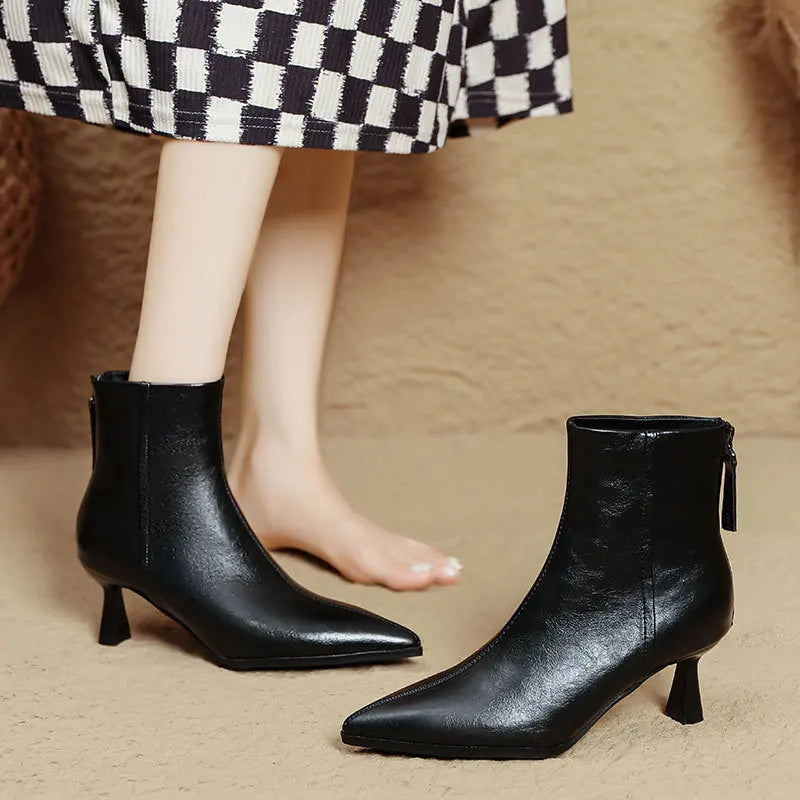Women's Pointed Toe Stiletto Ankle Boots with Side Zip Stiletto Ankle Boots Axl