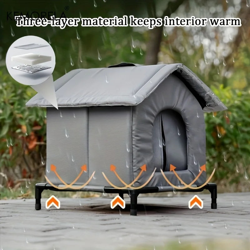 KEMORELA Insulated Outdoor Cat House – Foldable & Windproof Outdoor Cat Shelter Axl