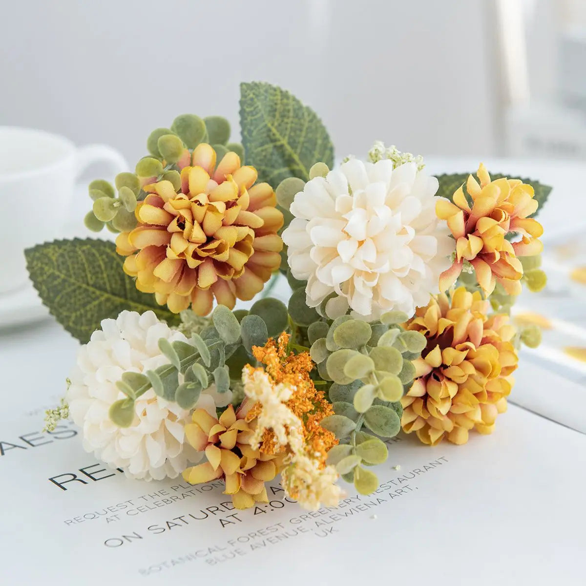 Silk Chrysanthemum Artificial Flower Bouquet – Wedding & Home Décor Artificial Flower Bouquet Axl color 2 1 pc