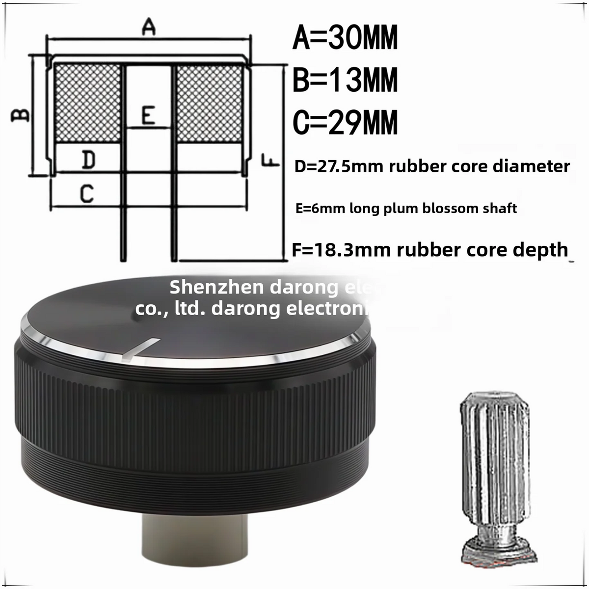 Metal D-Type Potentiometer Knob Cap – 30MM Half-Shaft Switch Potentiometer Knob Cap Axl Plum blossom shaft