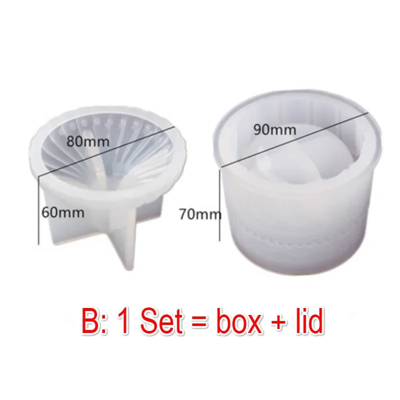 Silicone Resin Mold – Cosmetic Cup & Storage Box Epoxy Kit Silicone Resin Mold Axl B