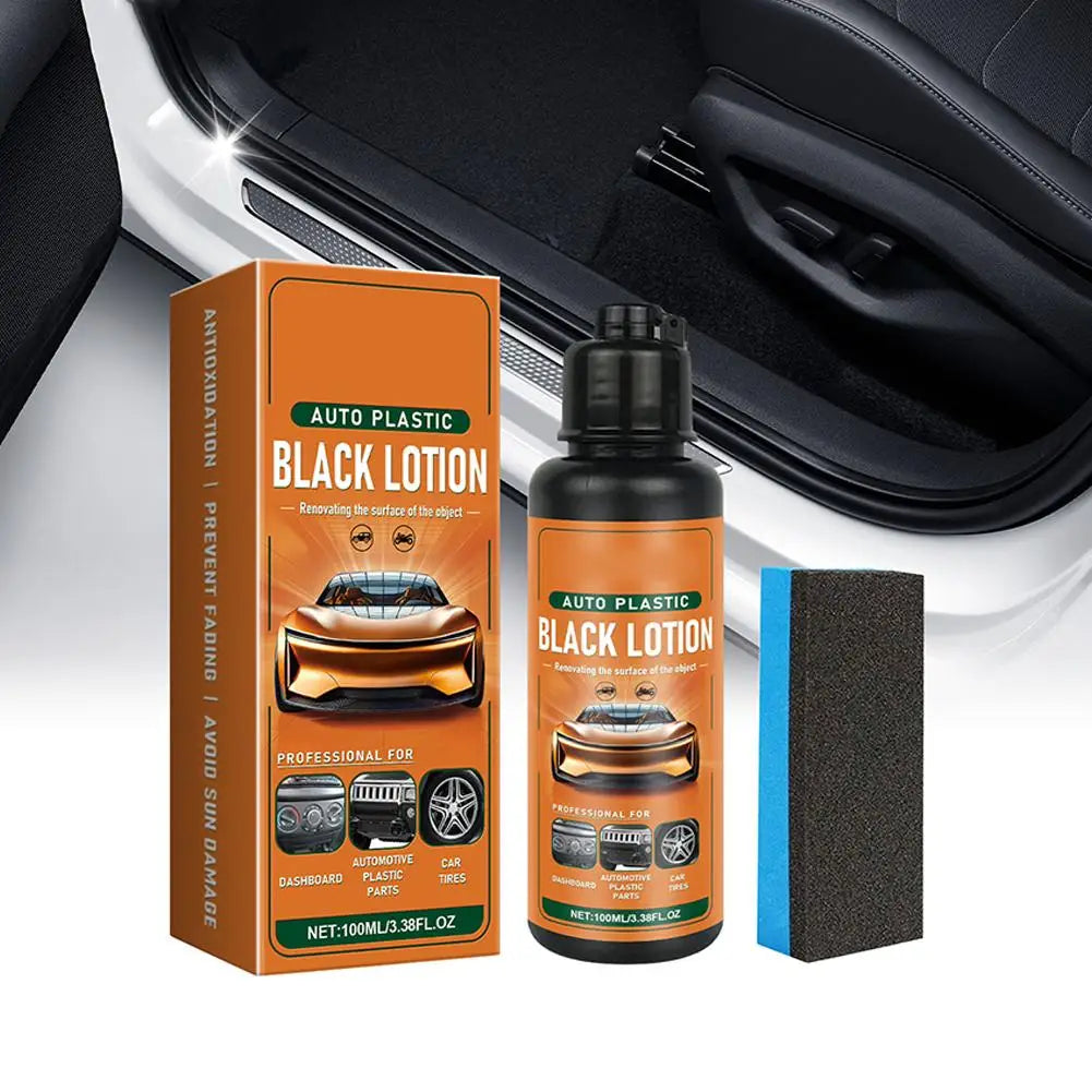 Car Black Plastic Restorer 100ml with Sponge | Dashboard & Bumper Plastic Trim Restorer Axl