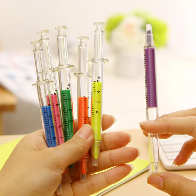 6-Piece Kawaii Syringe Highlighter Pen Set – Multicolor Markers Highlighter Pen Set Axl