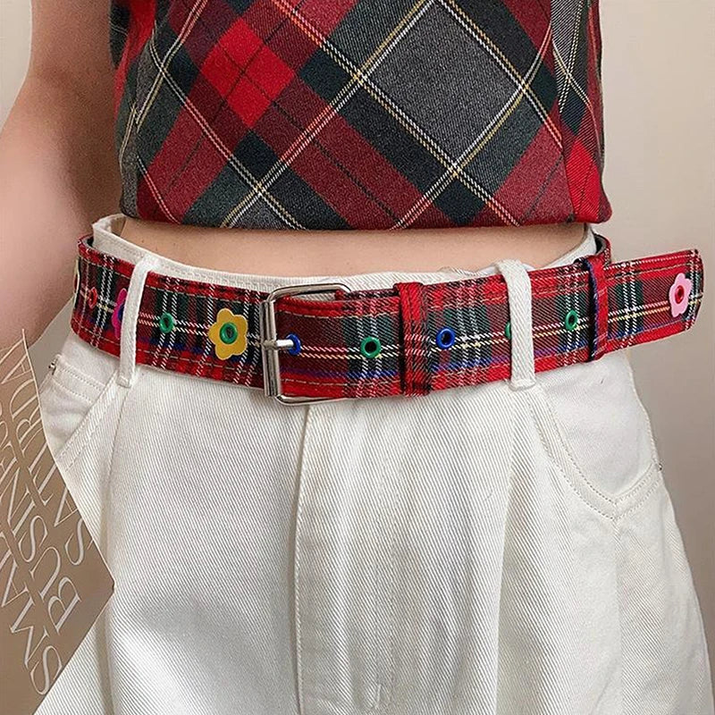 Women's Y2K Plaid Denim Belt – Dopamine Fashion Accessory Fashion Belt Axl