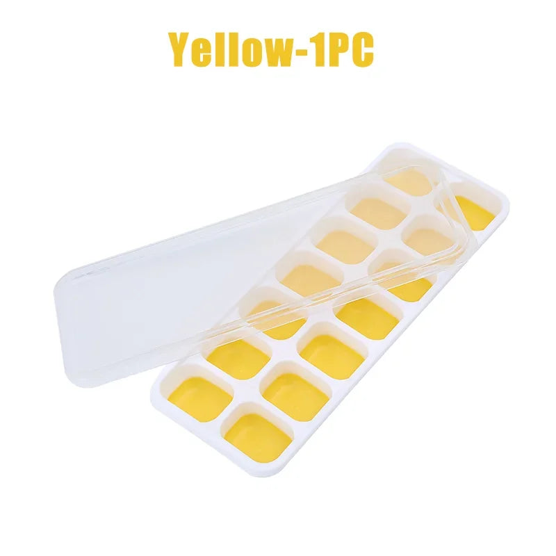14-Grid Silicone Ice Cube Tray with Lid – Reusable Mold Silicone Ice Tray Axl 1pcs C