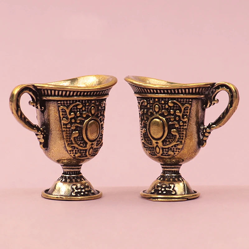 Miniature Brass Teacup Keychain Pendant | Antique Copper Decor Brass Decor Pendant Axl