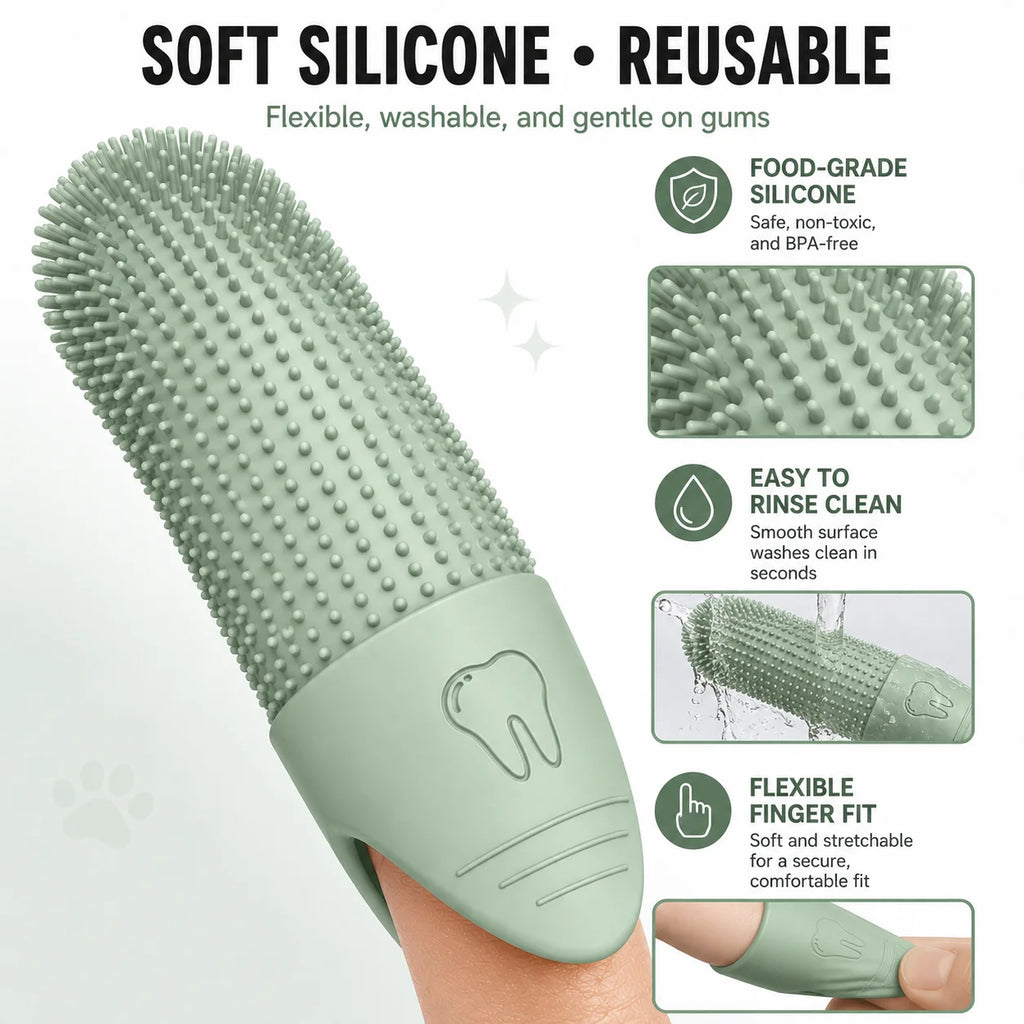 360° Silicone Pet Finger Toothbrush for Dogs & Cats – 2pc Set Pet Dental Brush Axl
