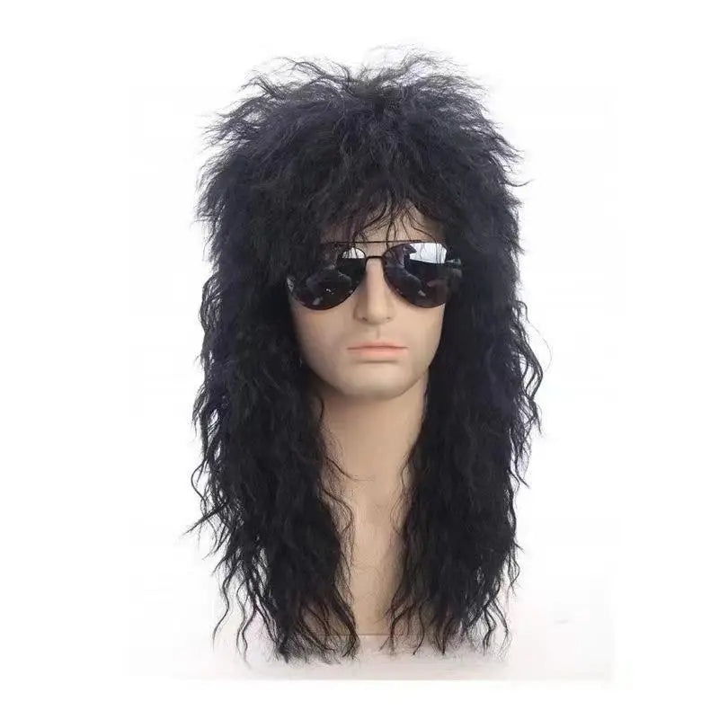 80s Rocker Mullet Wig – Long Curly Cosplay Wig for Men Costume Wig Axl