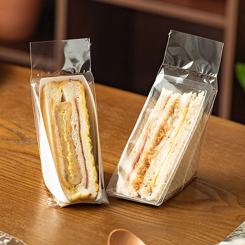 100 Pcs Disposable Triangle Sandwich Wrappers | Bread Bags Food Packaging Bags Axl