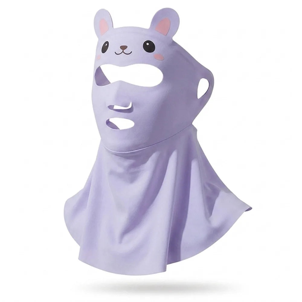 Kids Rabbit UV Face Mask UPF 50+ Cooling Ice Silk Neck Shield Kids Sun Mask Axl Purple