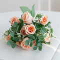 Artificial Silk Rose Bouquet | Eucalyptus Fall Home Decor Artificial Flower Bouquet Axl Champagne 1 PC