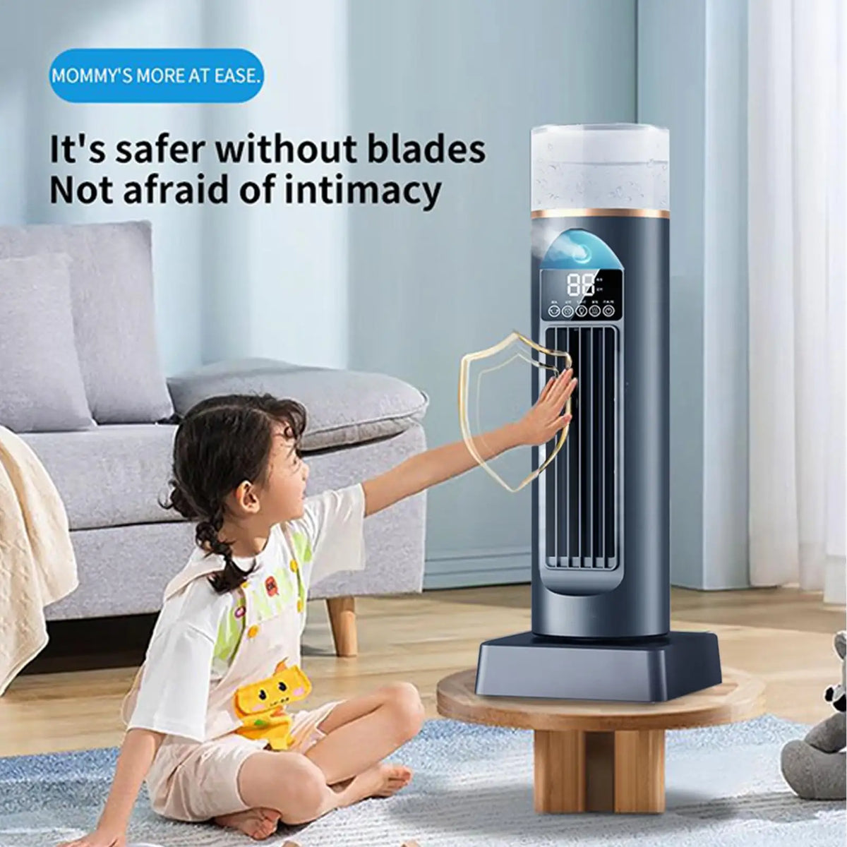 Portable Bladeless Fan with Humidifier | Quiet USB Space Cooler Bladeless Humidifier Fan Axl