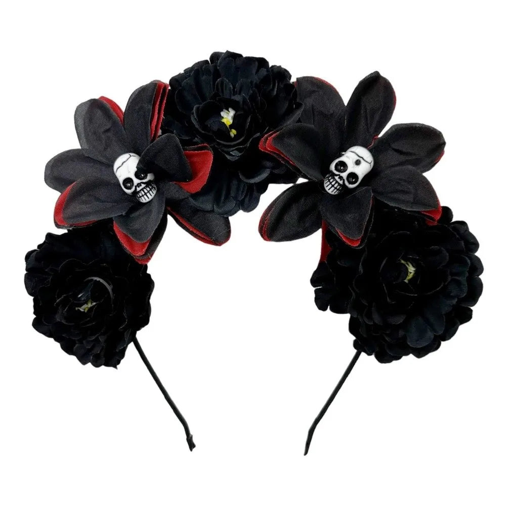Gothic Skull Flower Headband | Halloween Hair Hoop Costume Halloween Hair Accessory Axl Style 3