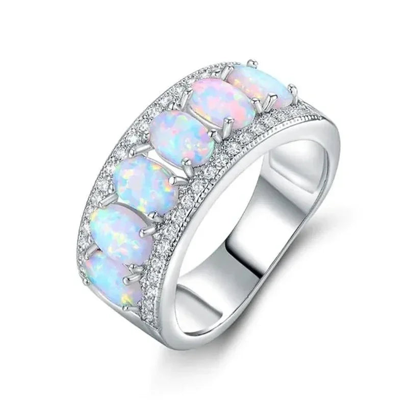 Huitan Imitation Opal Ring – Women's Fashion Wedding Band Fashion Ring Axl