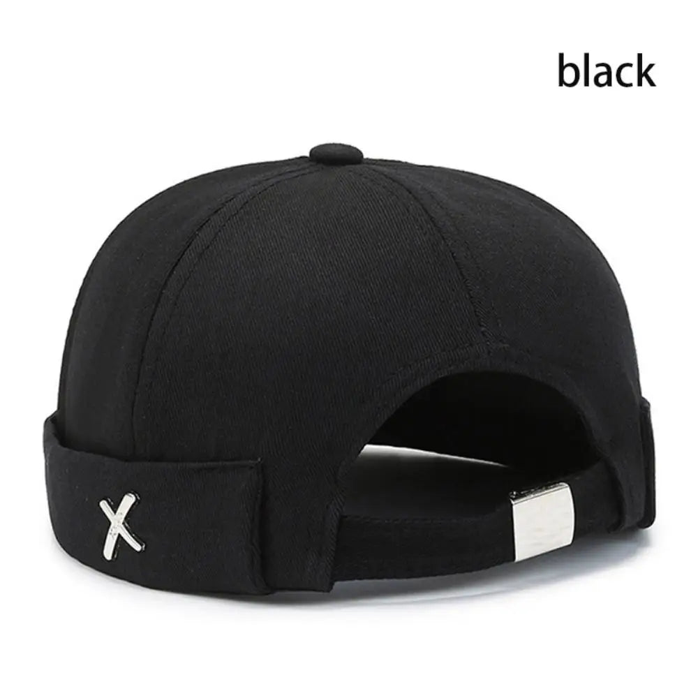 Vintage Washed Cotton Brimless Docker Cap – Unisex Dome Hat Brimless Docker Cap Axl black