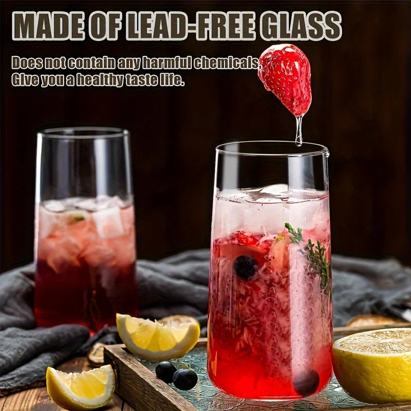 KEMORELA 6-Piece Highball Glass Set with Straws – 15.5 oz Highball Glass Set Axl