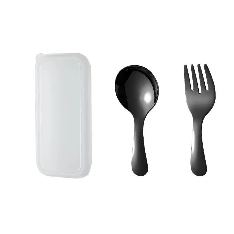 Mini Stainless Steel Spoon & Fork Set – Portable Camping Cutlery Portable Cutlery Set Axl Black 2Pcsbox