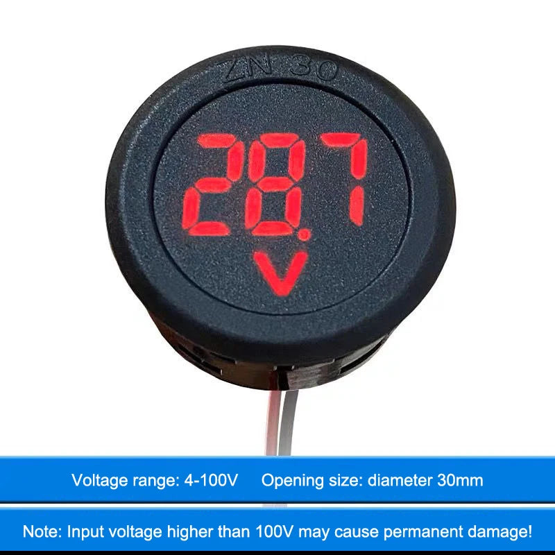 Waterproof DC 4-100V LED Digital Voltmeter – Vehicle Battery Monitor Digital Voltmeter Gauge Axl
