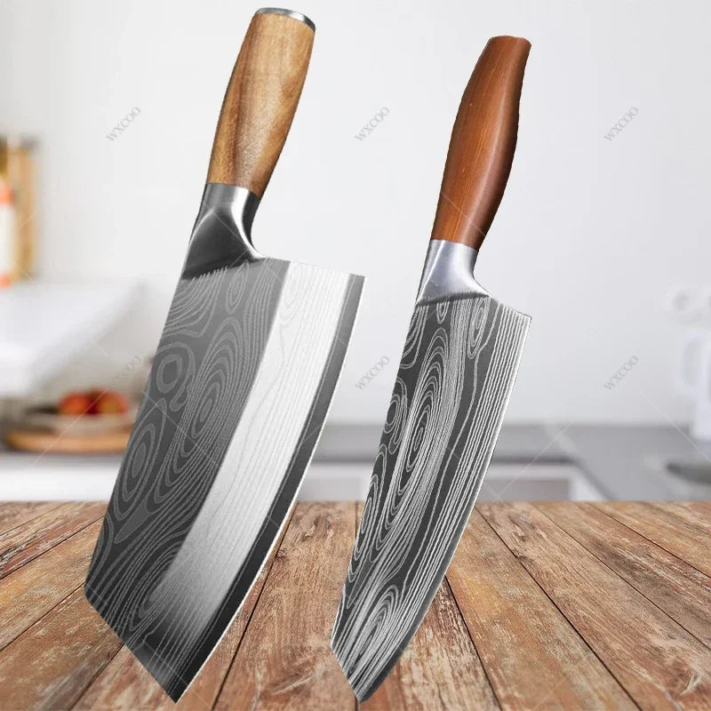 Japanese Damascus Pattern Chef Knife Set – Stainless Steel Kitchen Knife Set Axl 2pcsAB