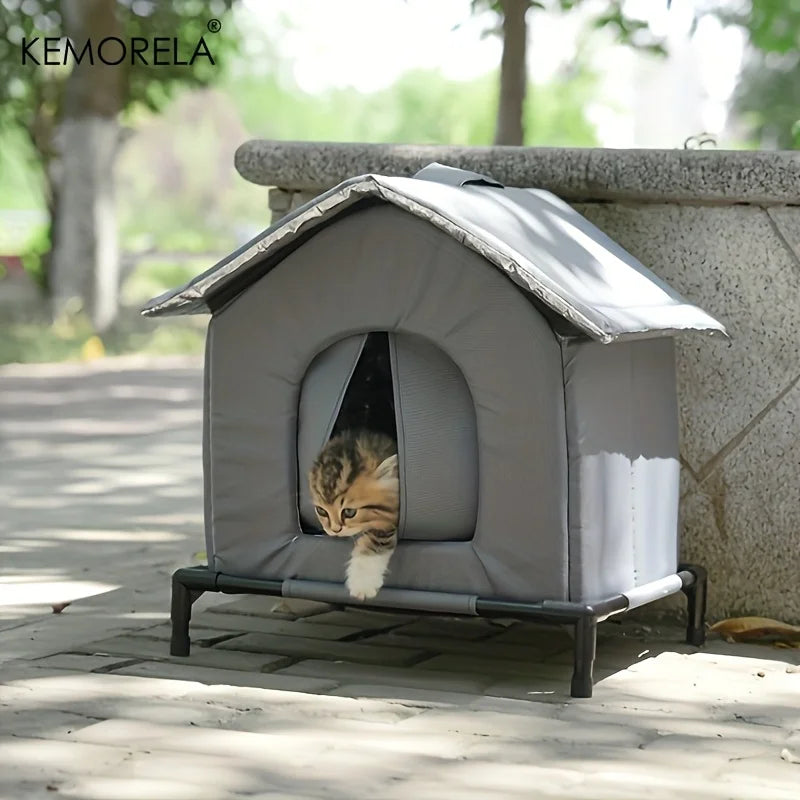 KEMORELA Insulated Outdoor Cat House – Foldable & Windproof Outdoor Cat Shelter Axl