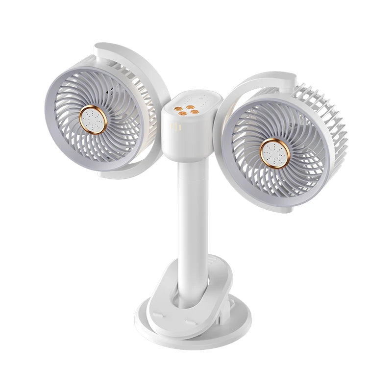 Dual Head Desktop Fan with Night Light & Phone Holder – White Desktop Fan Axl white
