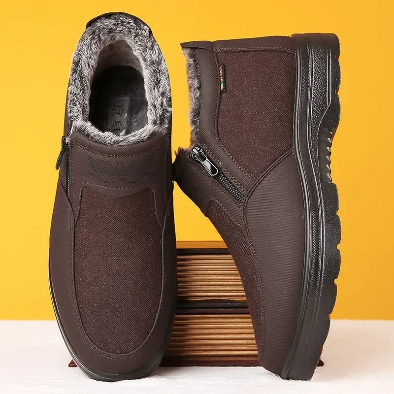 YBQJOO Men's Plush Winter Ankle Boots – Warm & Anti-Slip Men's Winter Boots Axl coffee 41