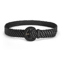 Bohemian Woven Wide Belt – Retro PU Leather Waistband for Women Woven Fashion Belt Axl Black