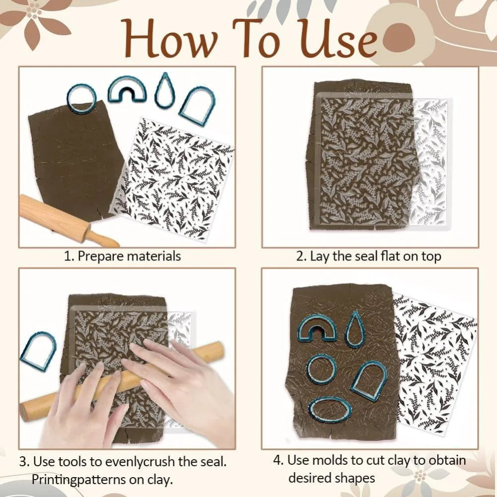 Lily of the Valley Polymer Clay Texture Sheet | Floral Stamp Mat Clay Texture Stamp Axl