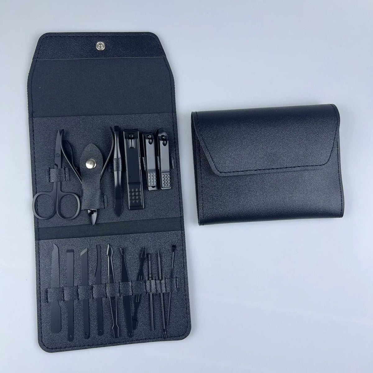 Stainless Steel Nail Clipper & Cuticle Remover Manicure Set Nail Care Set Axl 16-piece black 3-pac