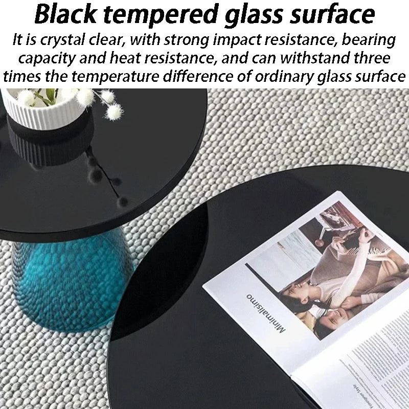 Round Glass Coffee Table – Nordic Modern Living Room Side Table Glass Coffee Table Axl
