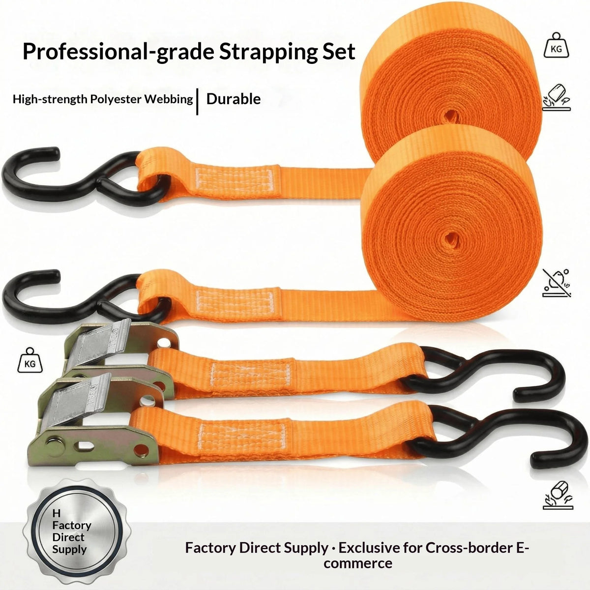 Ratchet Tie-Down Cargo Strap – 250KG Metal Buckle for Car & Bike Ratchet Cargo Strap Axl China Mainland