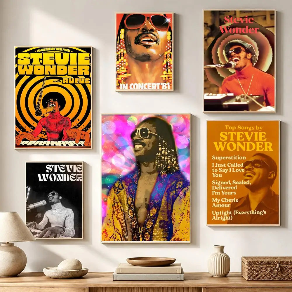 Stevie Wonder HD Waterproof Wall Poster PVC Sticker | Music Décor Wall Poster Sticker Axl